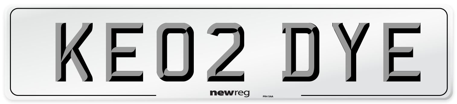 KE02 DYE Number Plate from New Reg